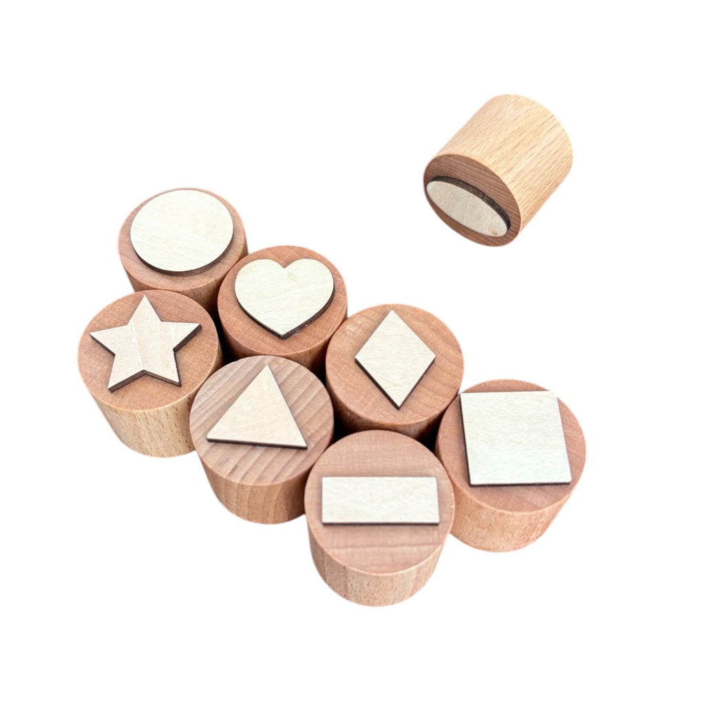 Natural Wood Playdough Tool Set - Shapes Theme
