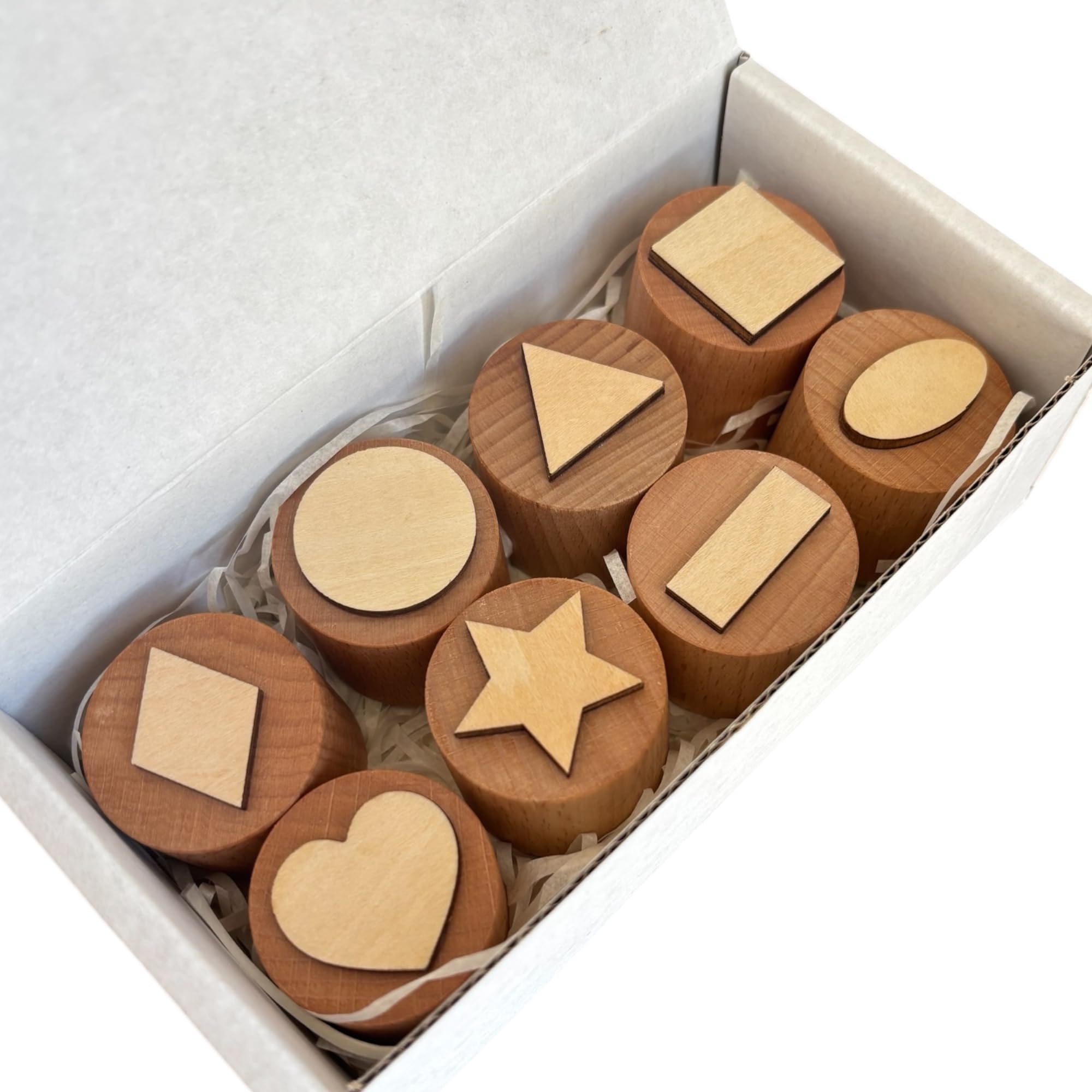 Natural Wood Playdough Tool Set - Shapes Theme