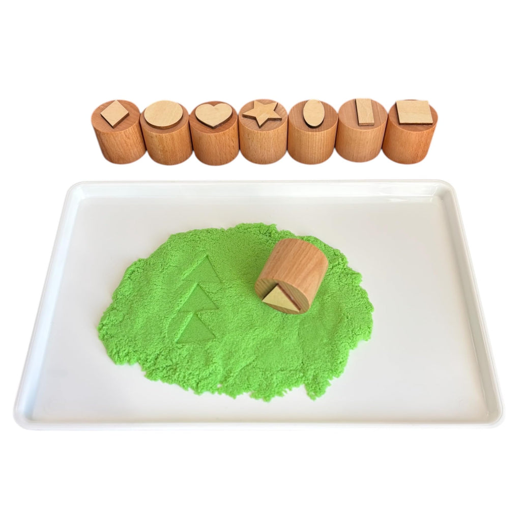 Natural Wood Playdough Tool Set - Shapes Theme